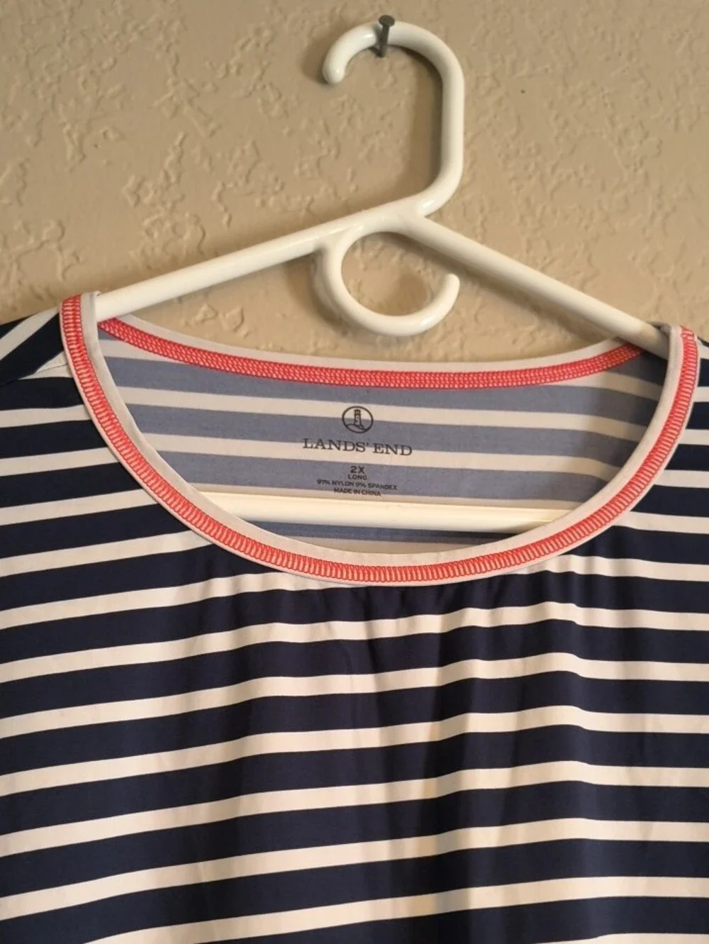 Lands End Nylon Spandex Striped Long Sleeve Top Women's Size 2X - Picture 3 of 6